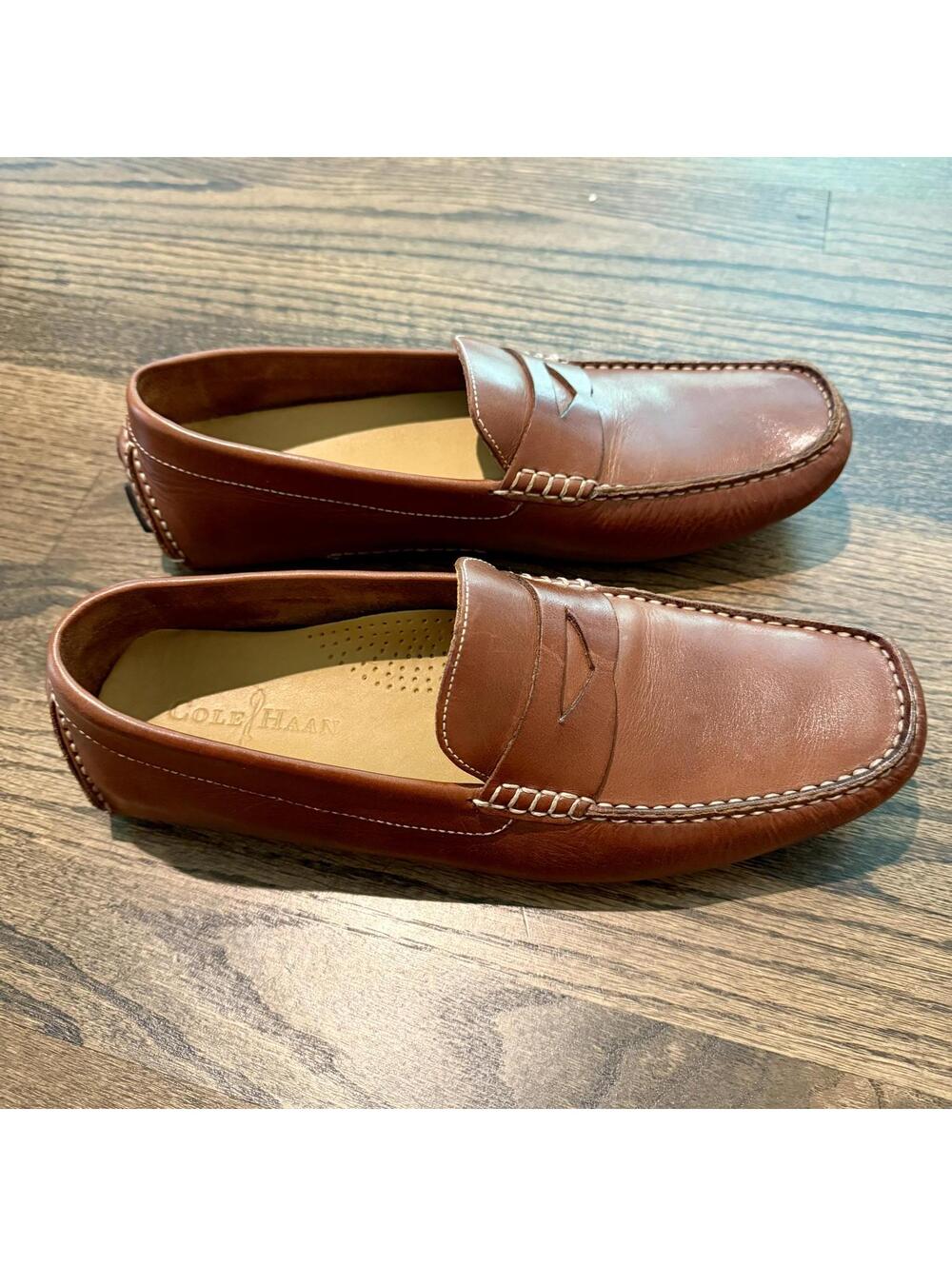 New Cole Haan Men’s Howland Brown Penny Loafers Driving Slip on Shoes 9.5